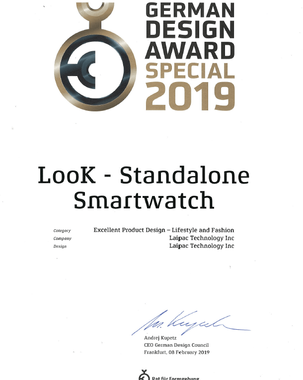 German Design Award 2019 Certificate
